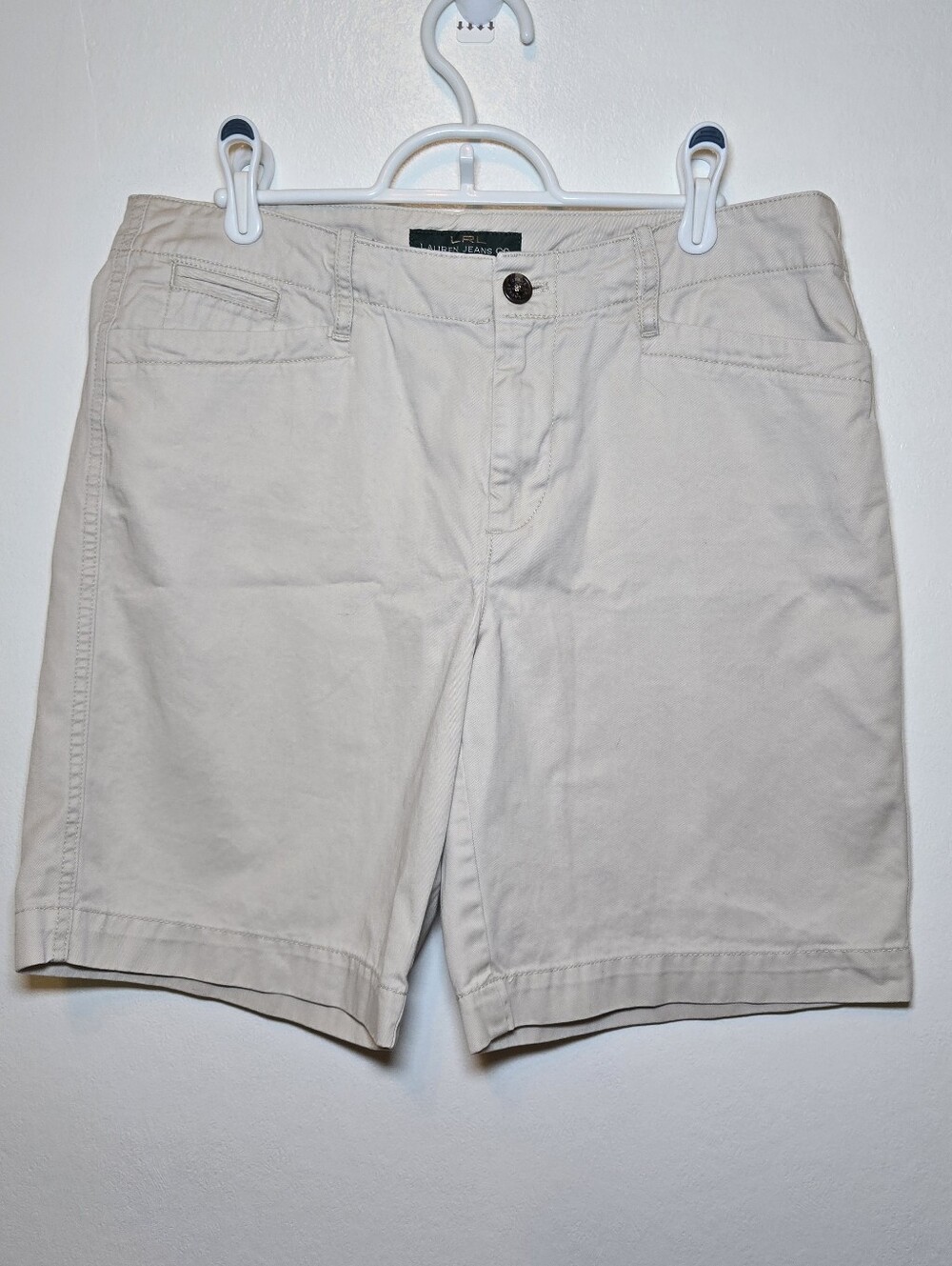 LRL Ralph Lauren 100% Cotton Khaki Chino Preppy Shorts Womens Size 8